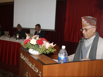 Former National Programme Director Dr. Lava Deo Awasthi addressing a programme